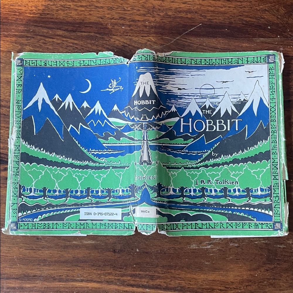 Vintage Tolkien THE HOBBIT Green Hardcover Book with Original Dust Jacket 80s - Picture 14 of 16